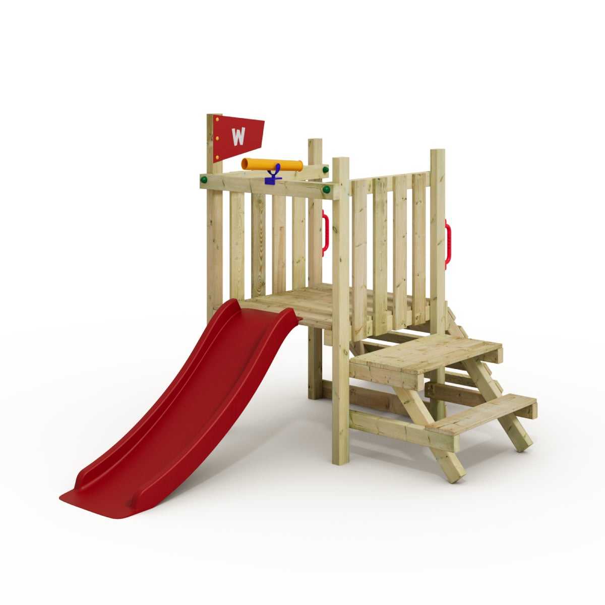 WICKEY Peuter Klimtoren My First Fort 1 met Glijbaan - Rood