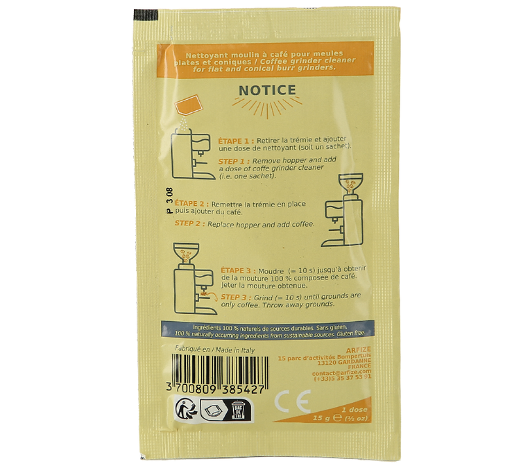 Nettoyant moulin ARFIZE Sachets mono dose 15g