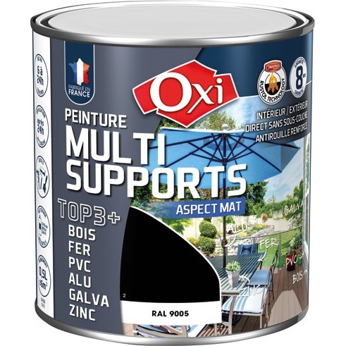 Peinture Mate Multi-supports 0.5 L Top 3+ - Noir
