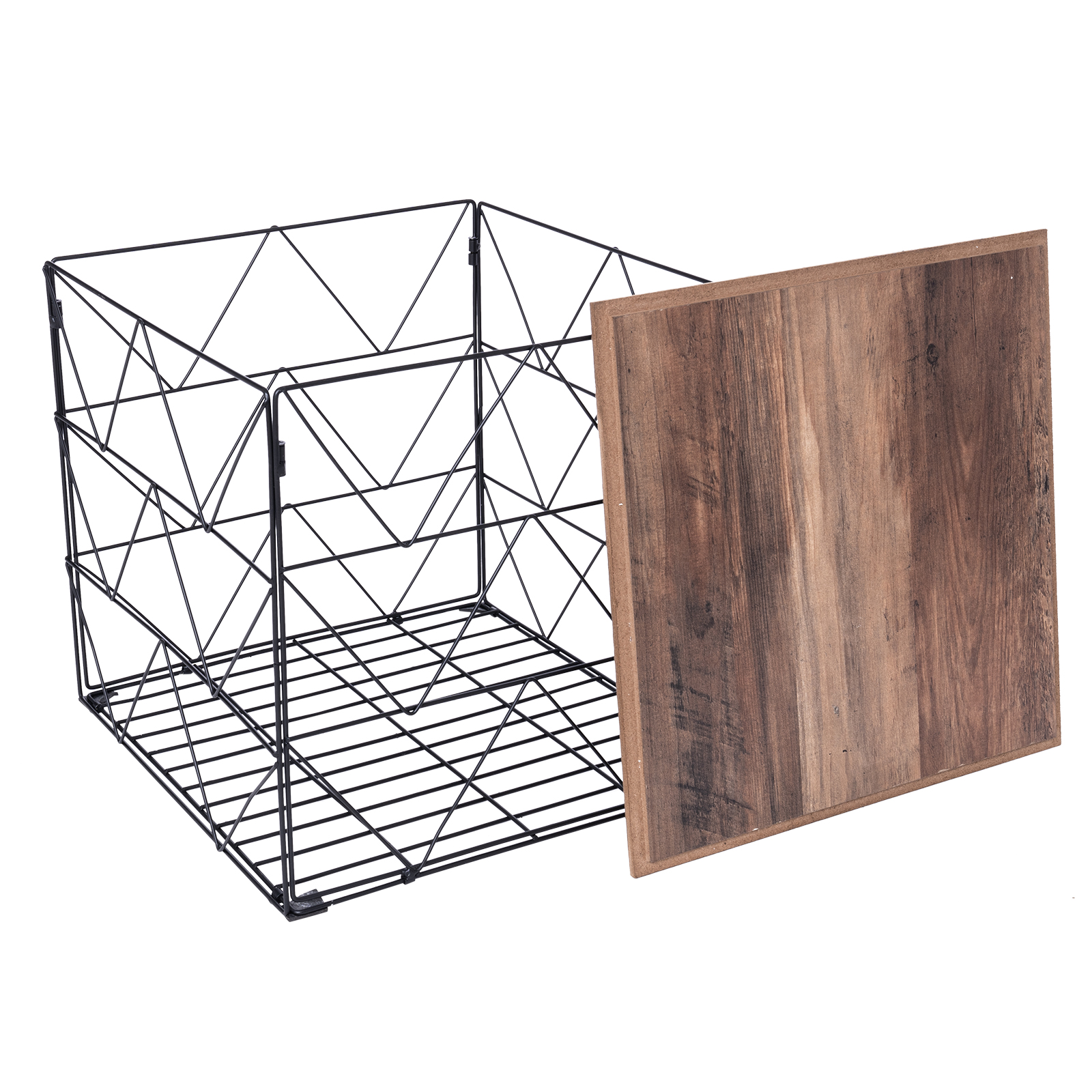 Beistelltisch - schwarz-holzfarben - Metall - 40 cm