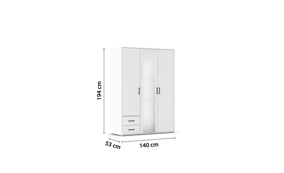 Drehtürenschrank ohne Absetzung 140 cm 3 Stück
