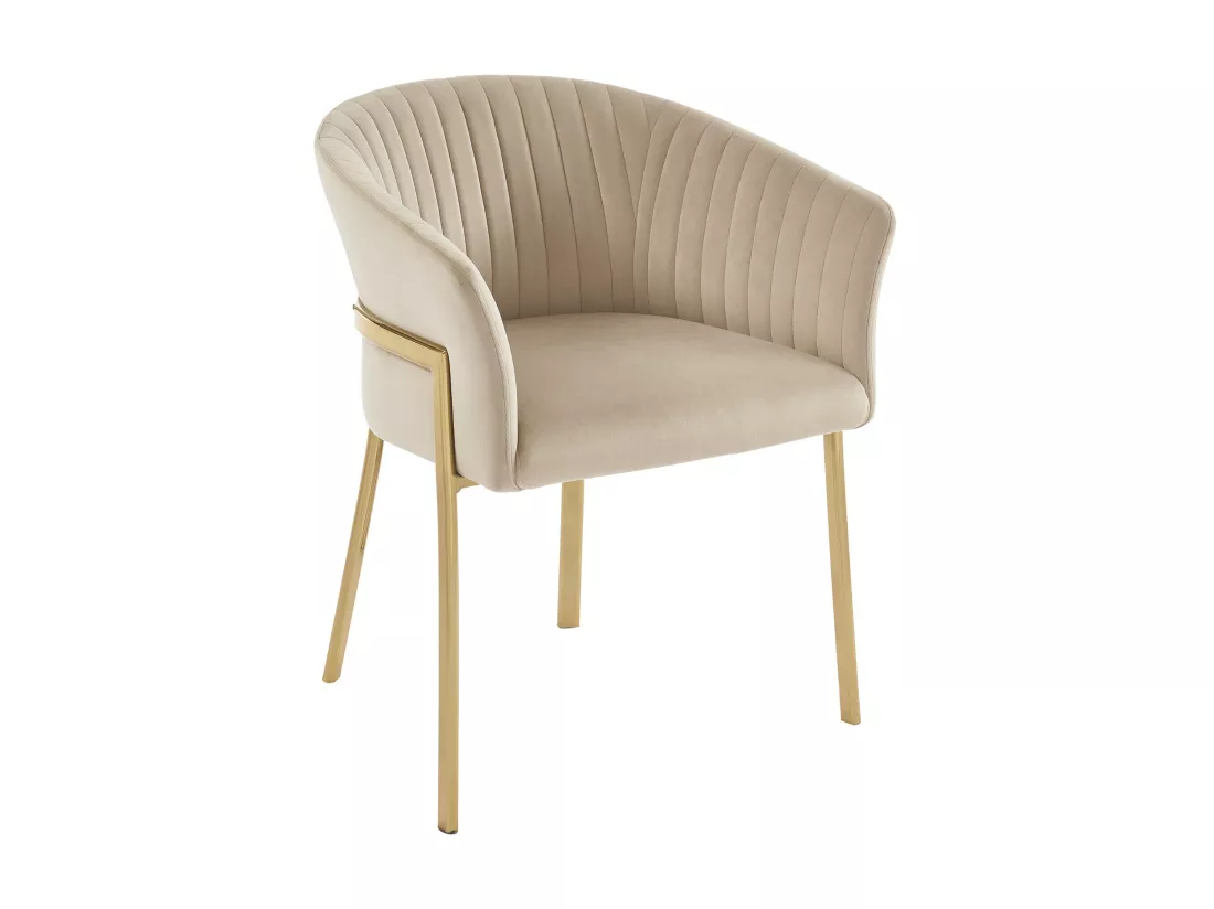 Lot de 2 chaises avec accoudoirs en velours et métal doré - Beige - ZAOVA de Pascal MORABITO