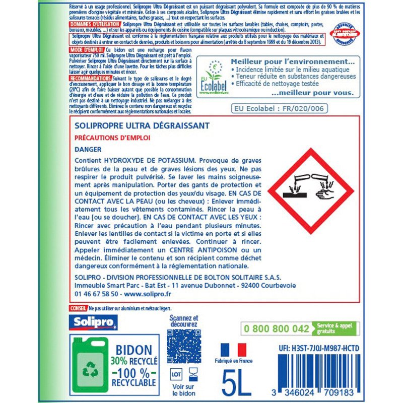 Ultra-dégraissant Solipropre - Bidon 5 L.
