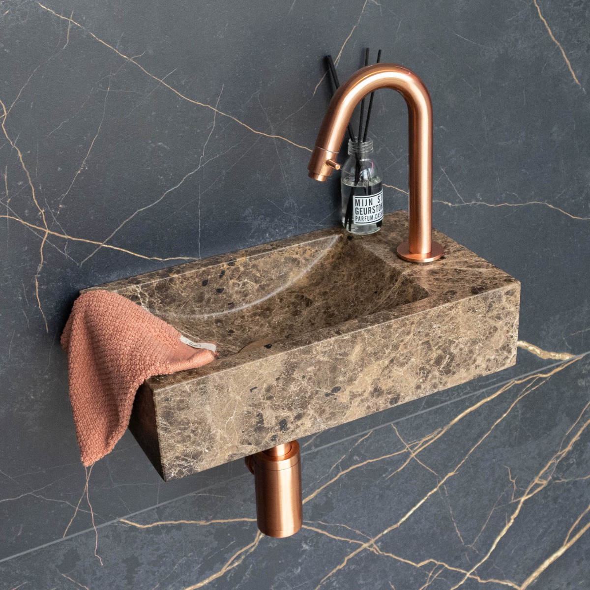 Saniclear Copper gebogen fonteinkraan koper geborsteld