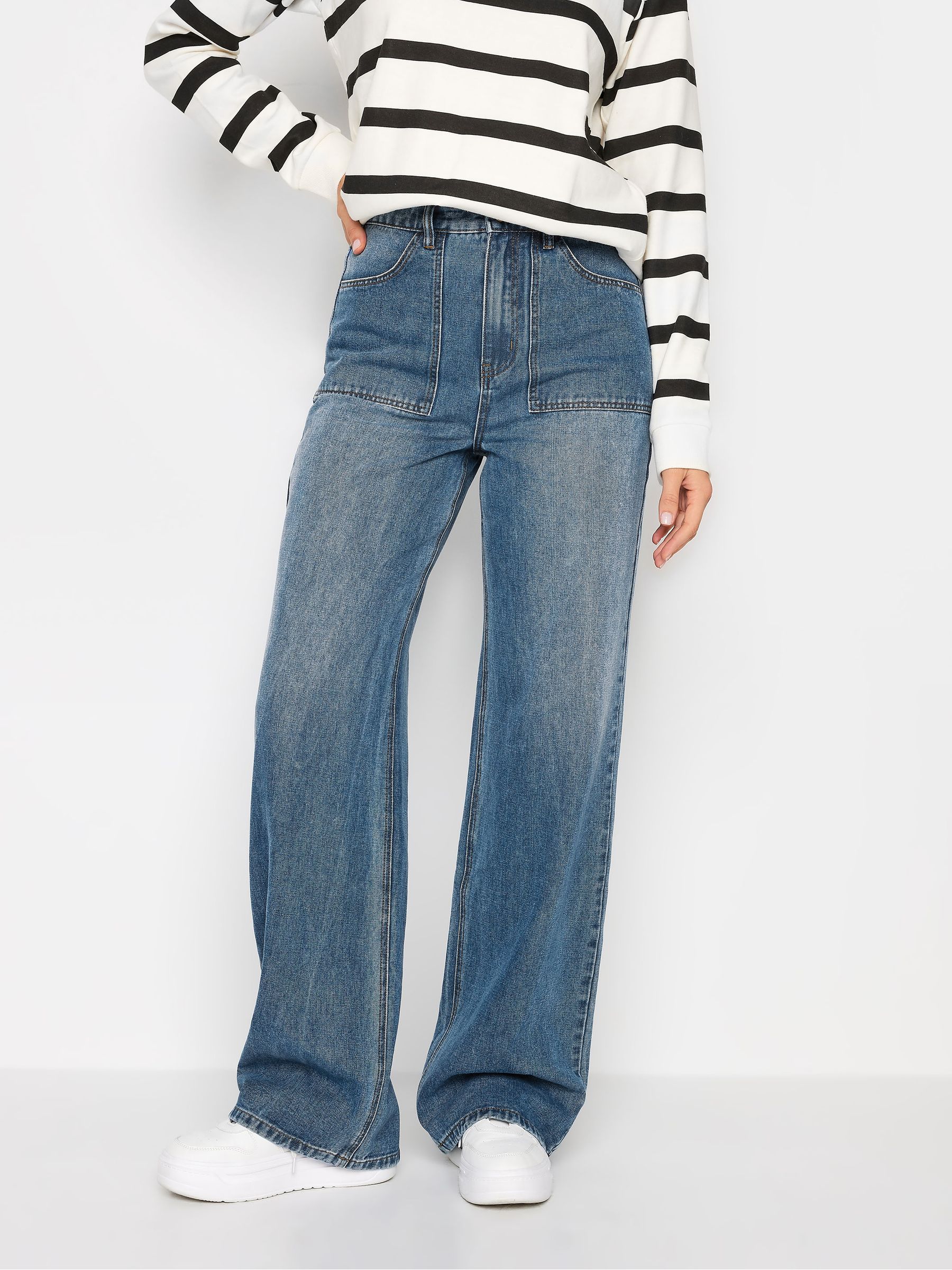 Blauw - Long Tall Sally jeans met wijde pijpen van 100% katoen