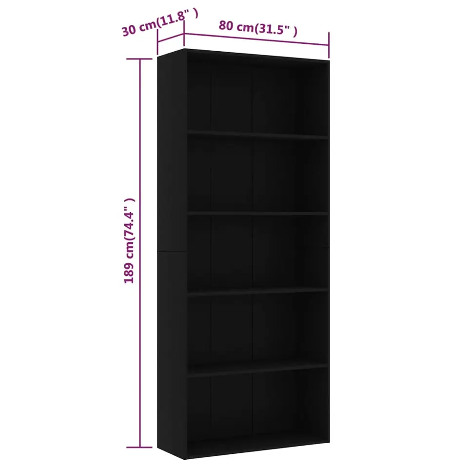 vidaXL - Boekenkast - Zwart - Bewerkt hout
