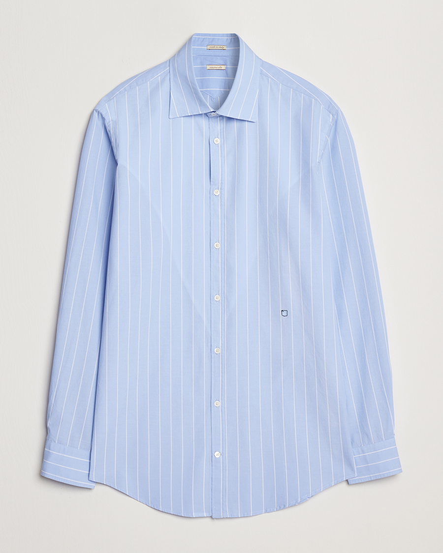 Massimo Alba Genova Striped Cotton Shirt Light Blue