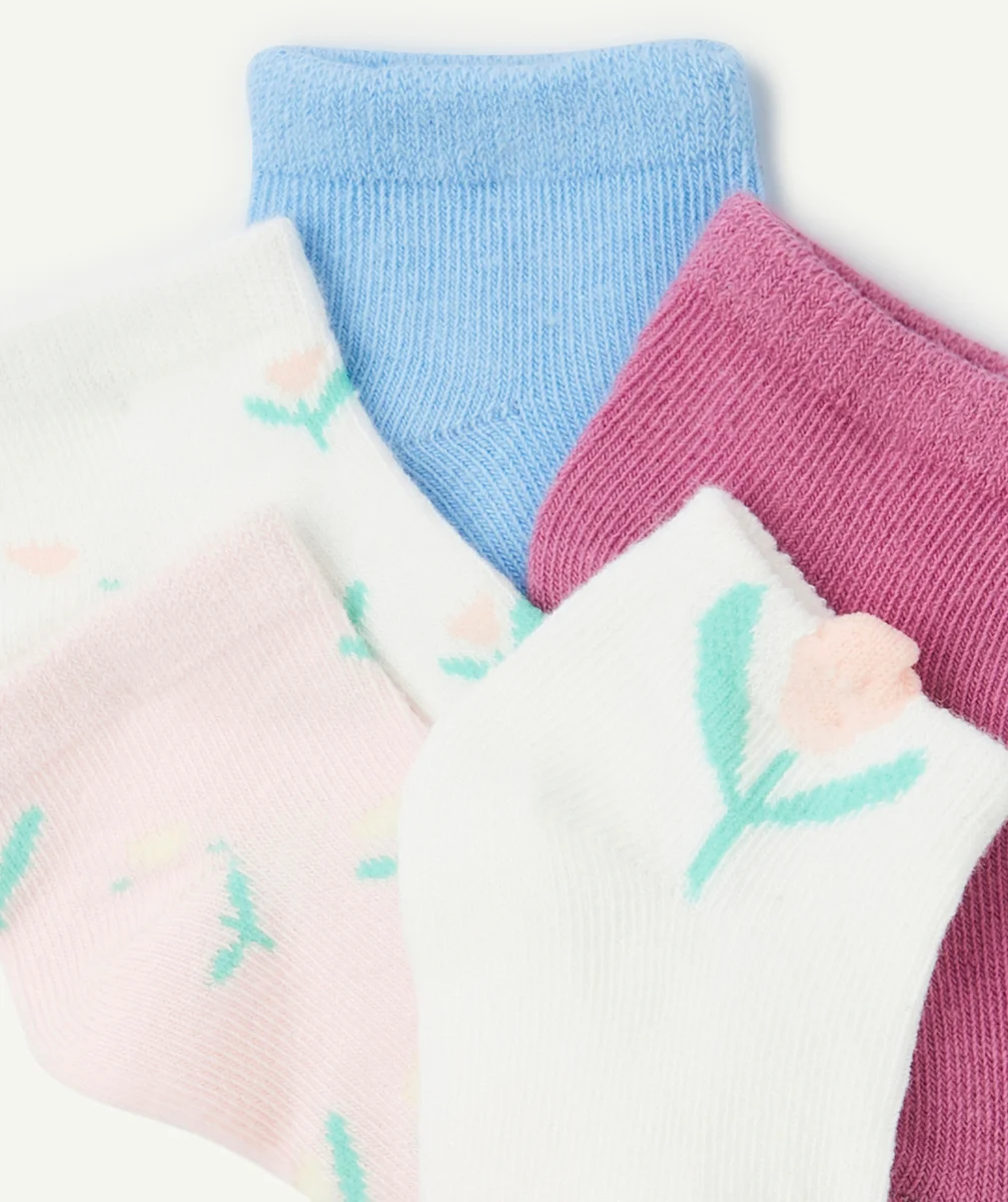 lot de 5 paires de socquettes bébé fille colorées thème fleuri