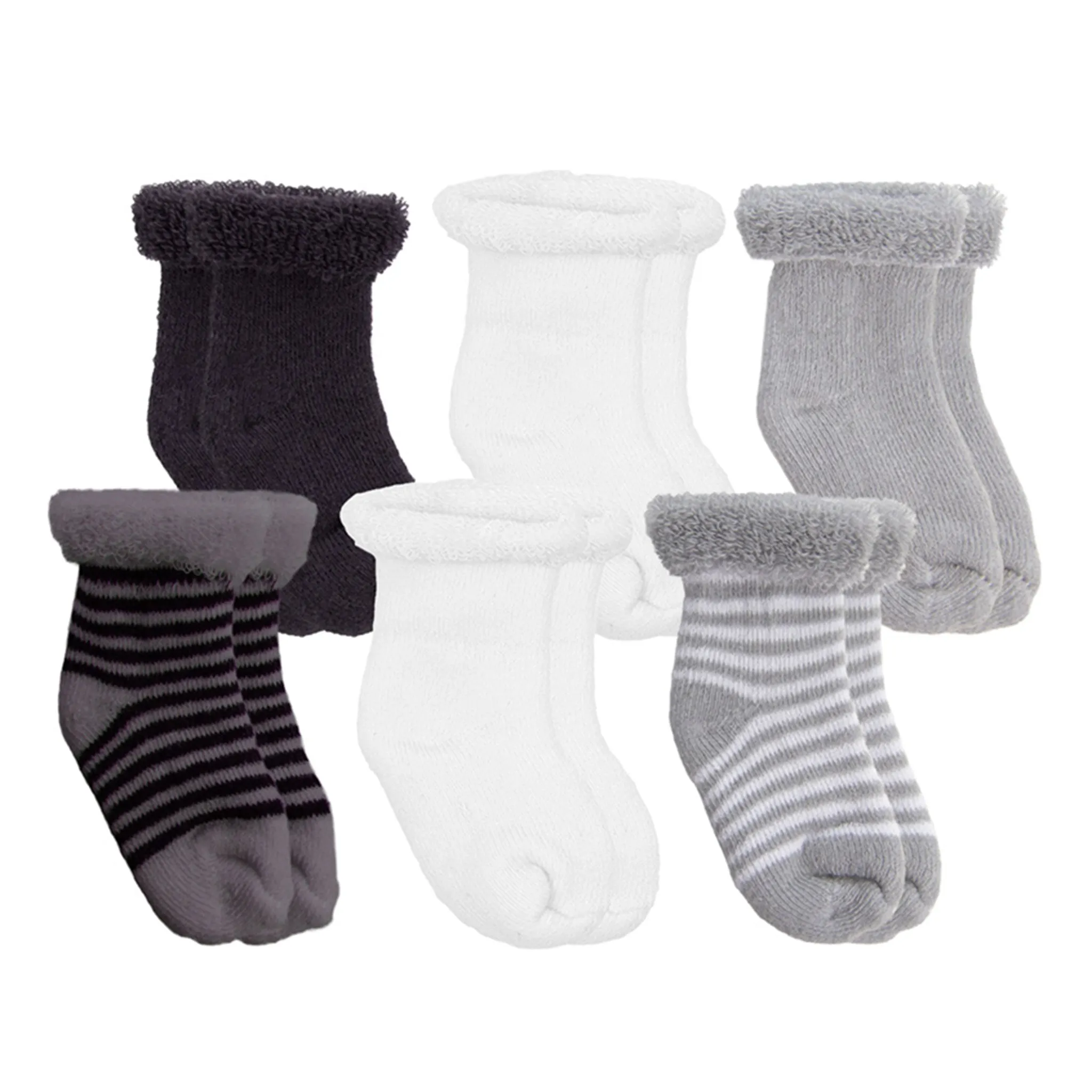 Kushies Bas Ratine Paquet de 6 Nouveau-né - Noir