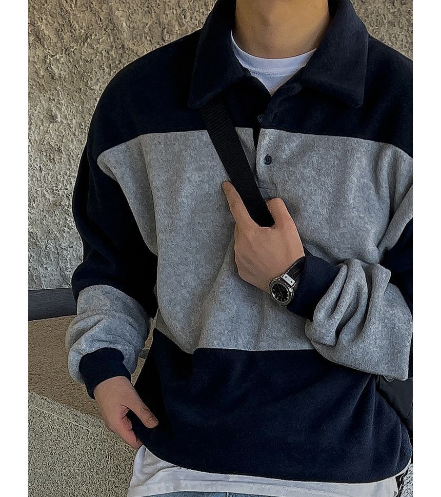MRCYC - Sweatshirt met lange mouwen en gestreepte polokraag