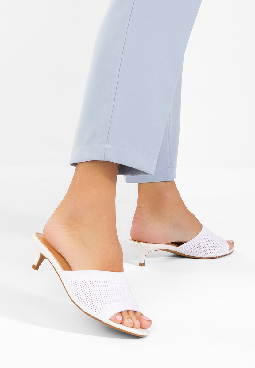 Mules à petit talon blancs Herria