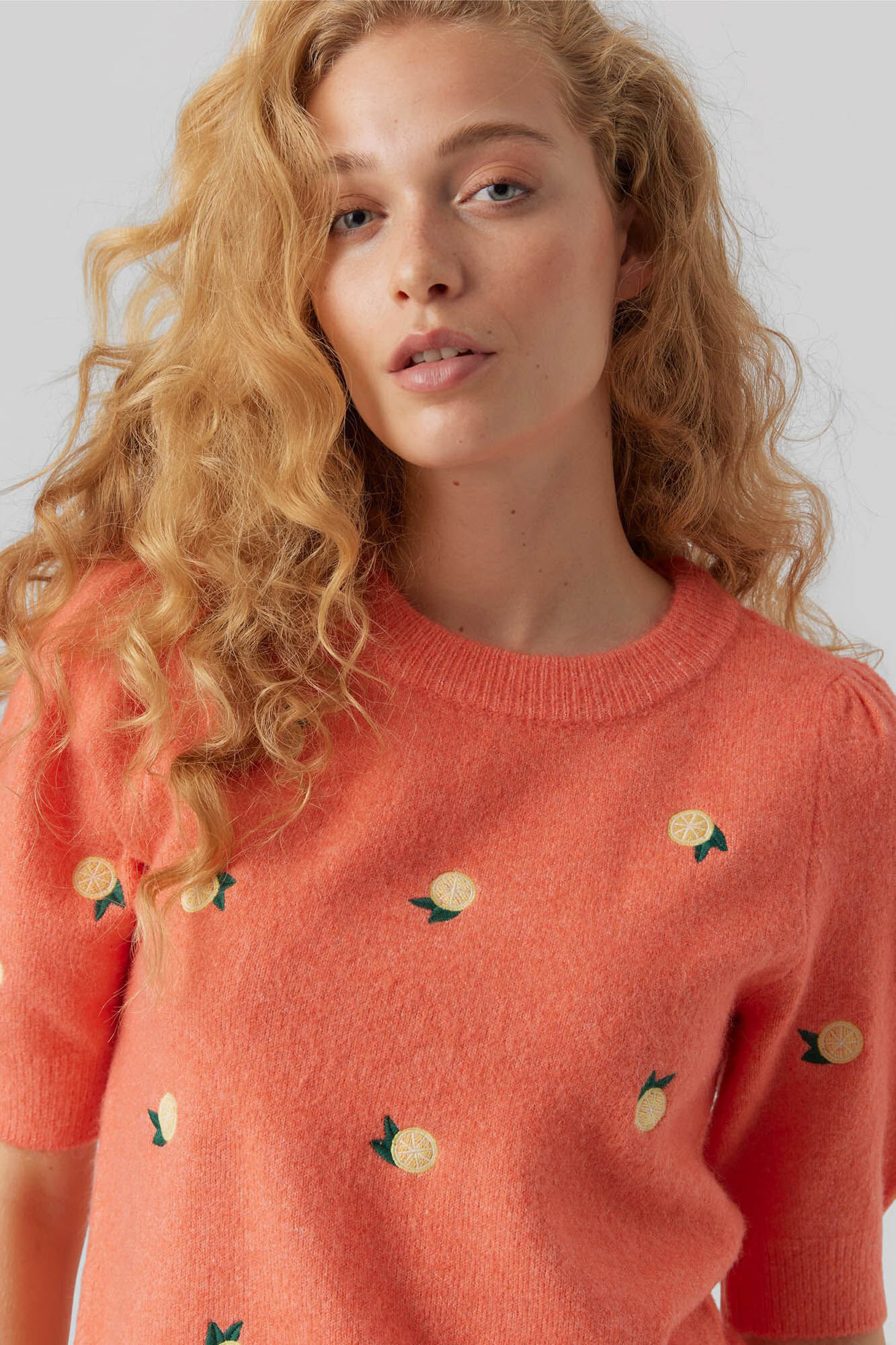 Blusa de malha com manga 2/4 - Vermelha
