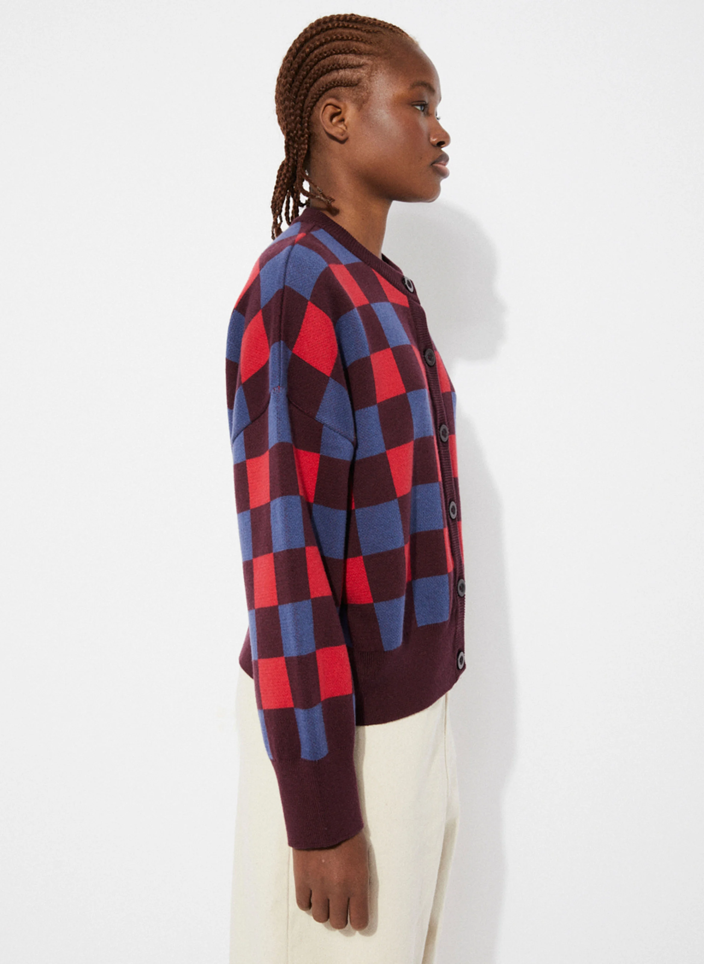 CALMA - Cardigan col rond en coton | Bleu