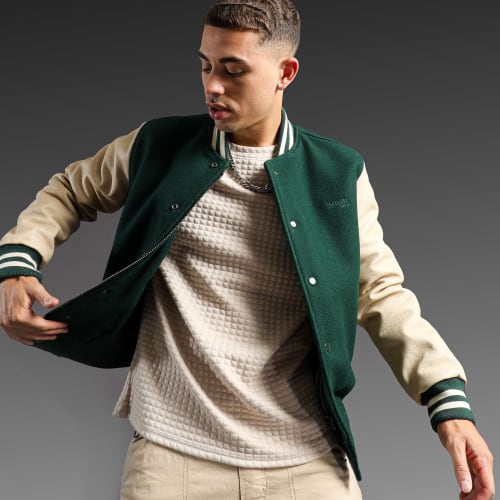 Veste Teddy Cuir LC8705 Vert Beige