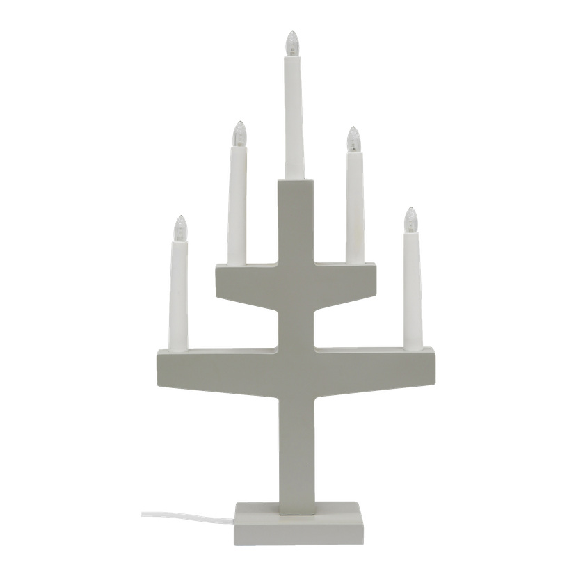 Grå adventslysestake LED 48 cm
