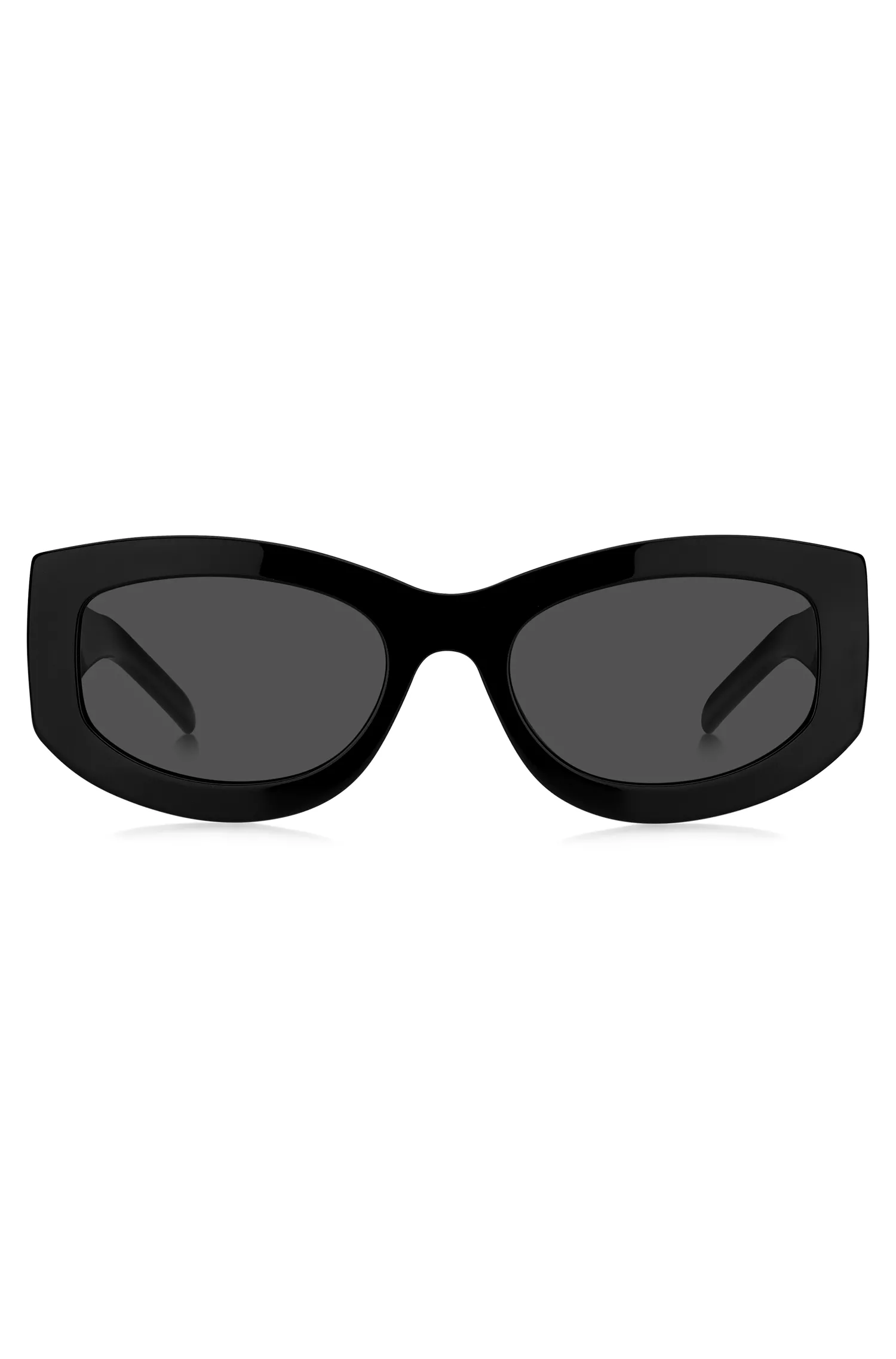 Óculos de sol BOSS em bioacetato com faixa preta exclusiva e logotipo grande nas hastes.