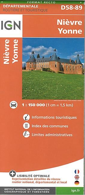 IGN - D58 89 NIEVRE YONNE ECHELLE 1 150 000