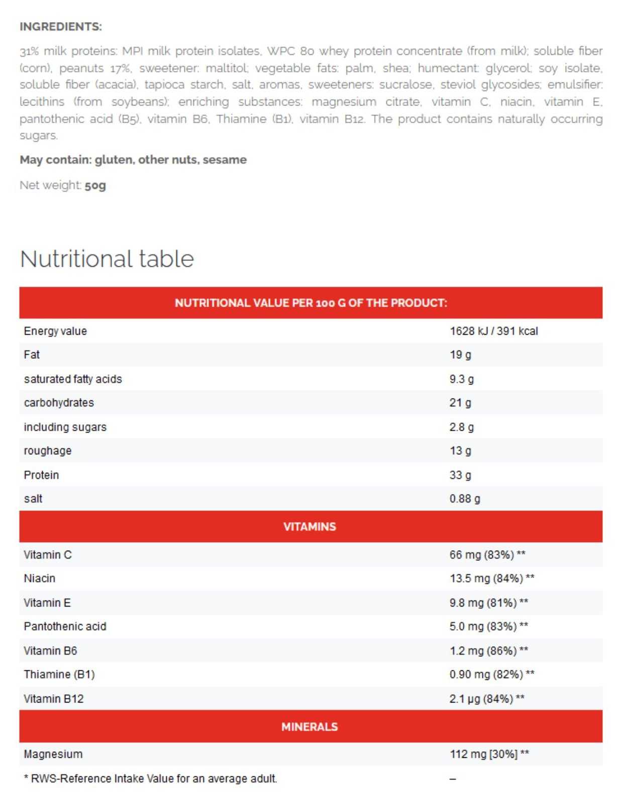 Barra de Proteína Sante 33% 50g