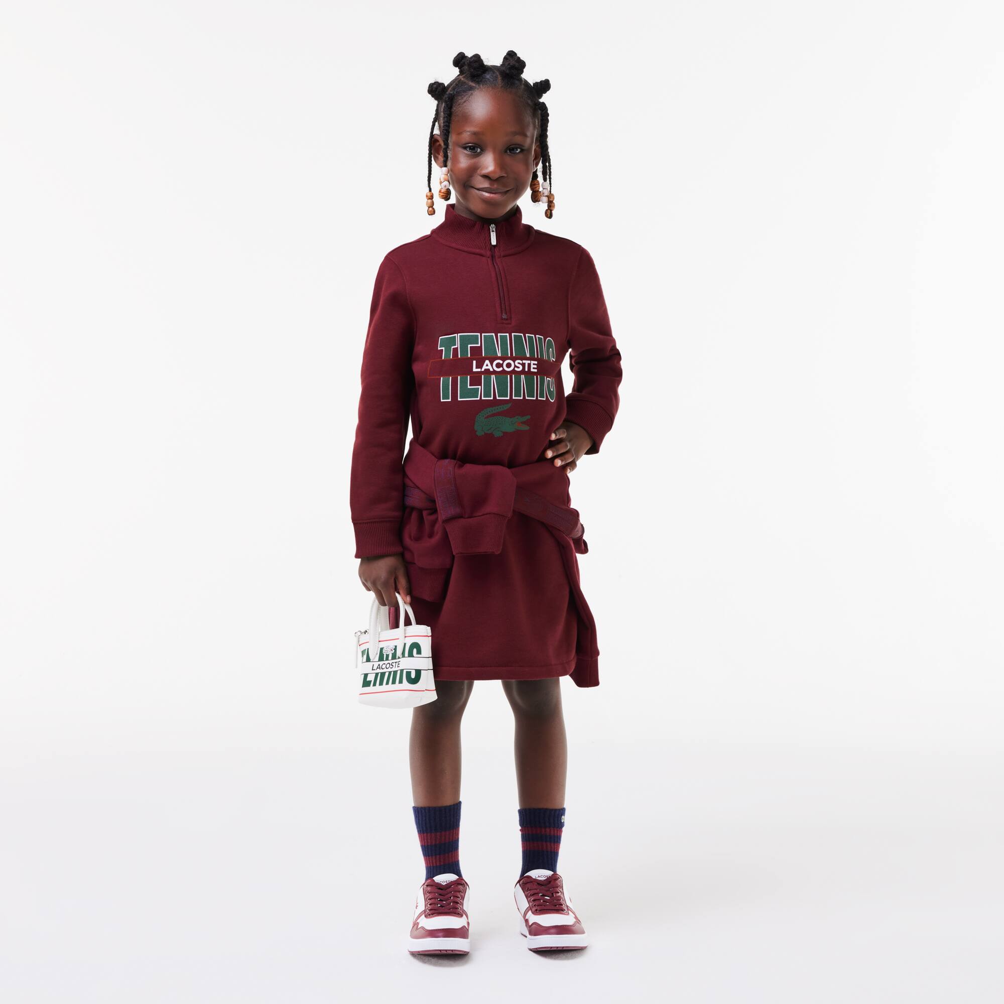 Sweatshirtkleid aus bedruckter Baumwolle Hosen & Kleider - Rot - Lacoste - Mädchen