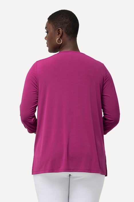 Shirt, Cut-Outs, Ziersteine, Rundhals, A-Linie, 3/4-Arm
