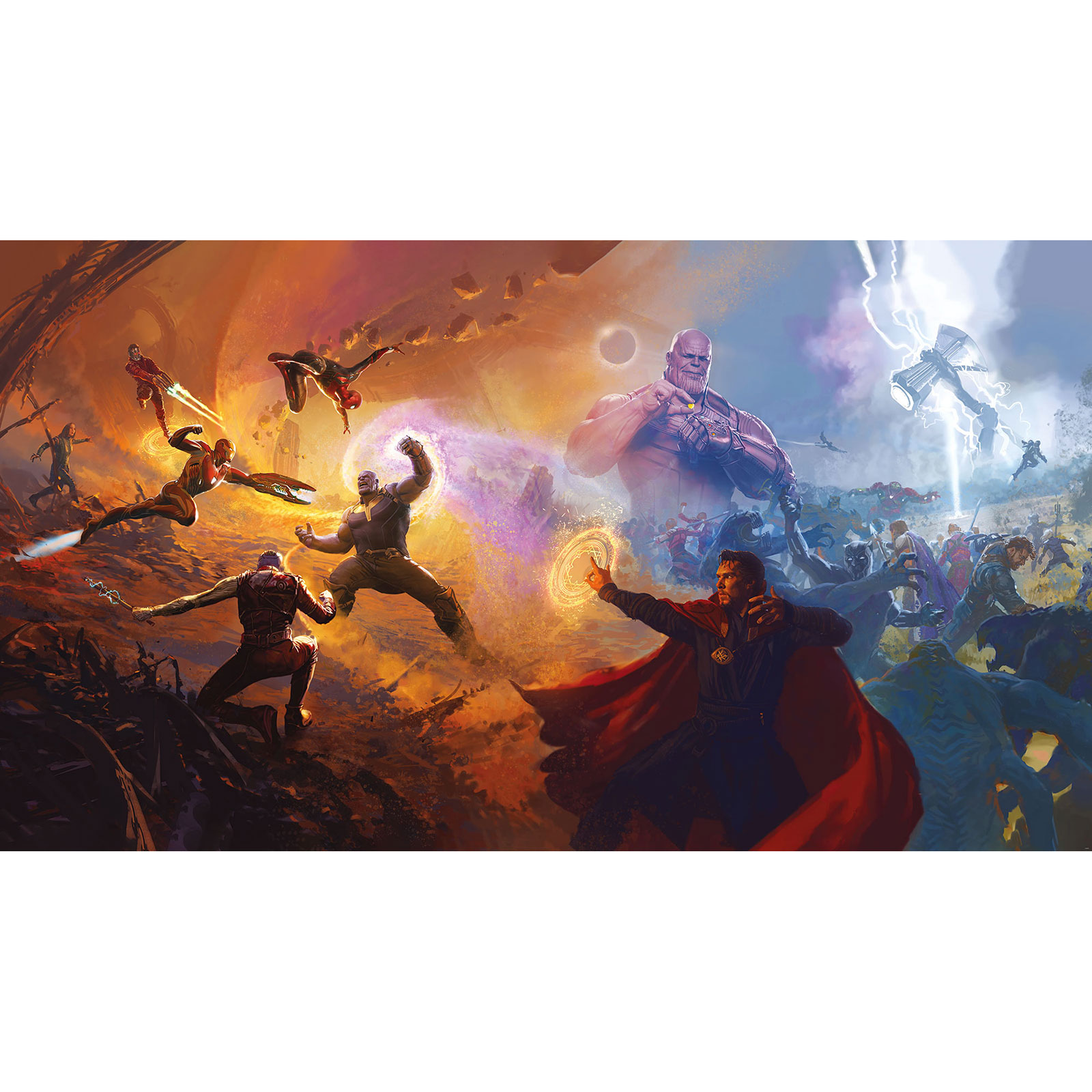Vlies-Fototapete AVENGERS BATTLES TWO WORLDS - 500x280 cm