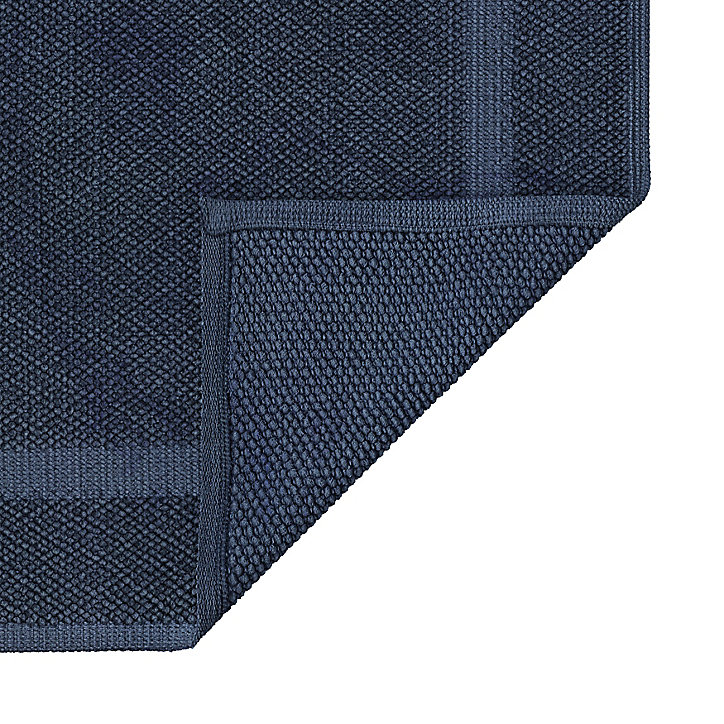 Tapis de bain rectangulaire GoodHome Cellna coloris bleu nuit en coton L.120 x l.70 cm