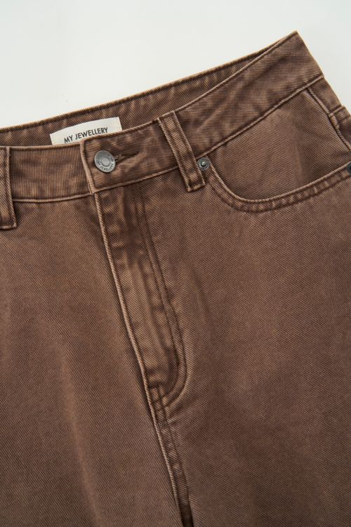 Bruine wide leg jeans met wassing