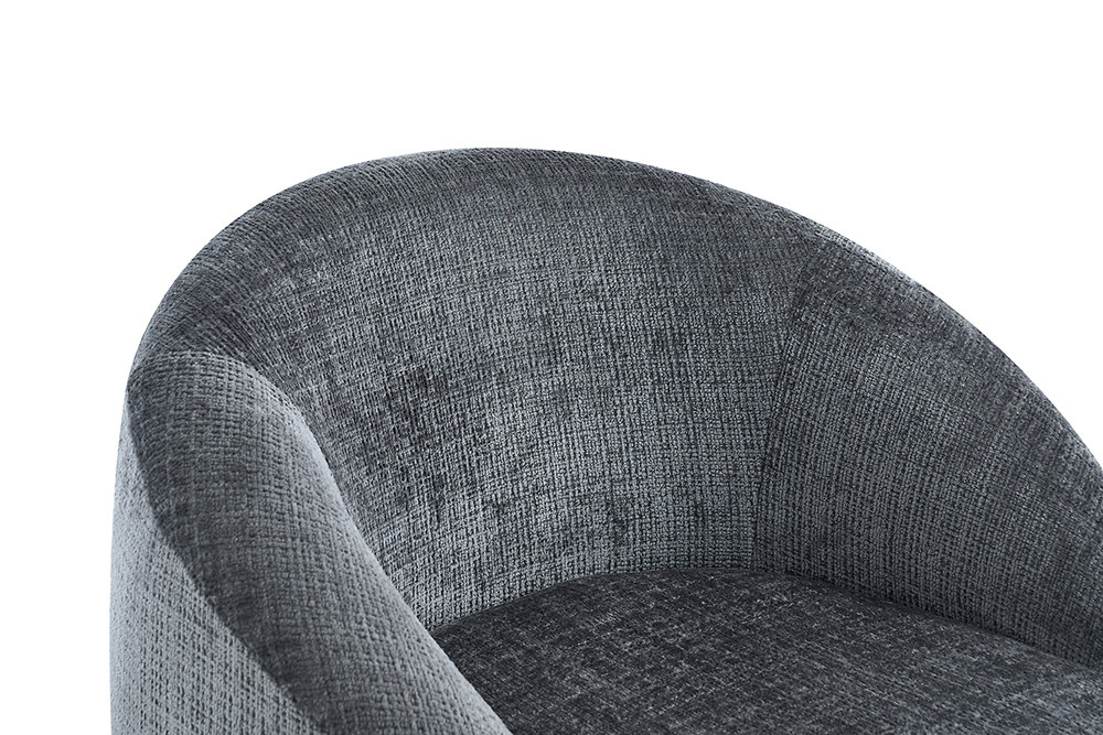 Drehbarer Design Sessel ALPINE grau Chenille Cremona 360° mit Armlehnen