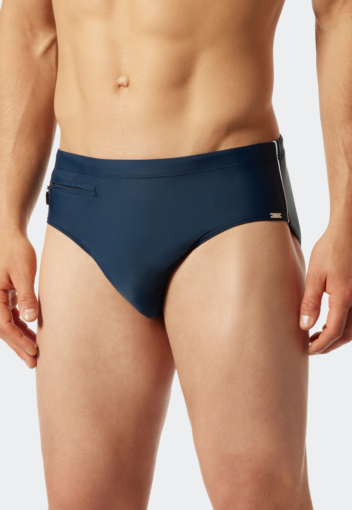 Schiesser Badeslip »Nautical Casual«, mit extra flacher Reissverschlusstasche