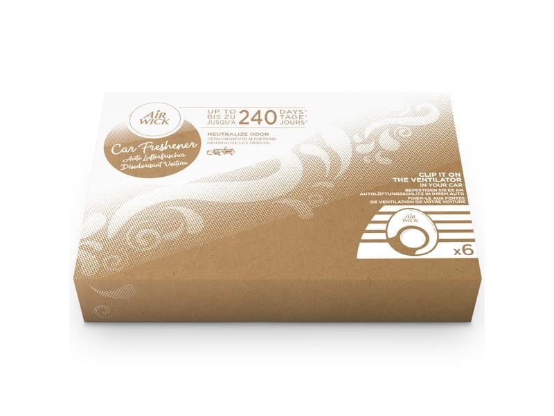 Air Wick Auto-Lufterfrischer Dream Car 6 Clips Eleganter Lufterfrischer mit einem aromatischen Duft nach Holz und Leder