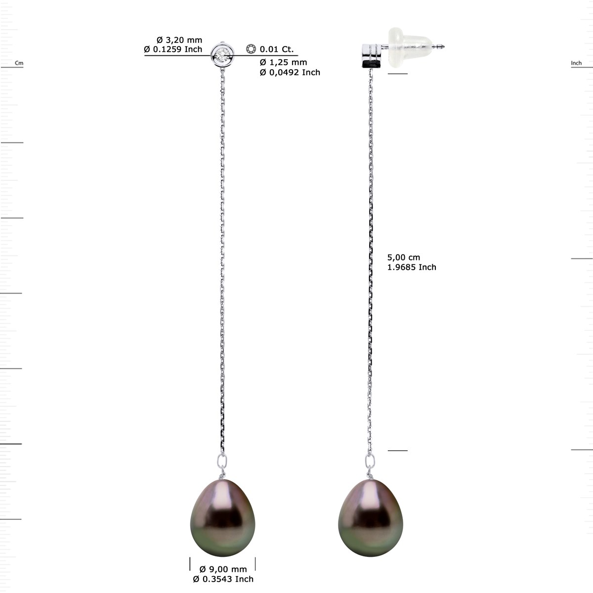 STELLA - Boucles d'Oreilles Perles de Tahiti 9-10 mm Or Blanc
