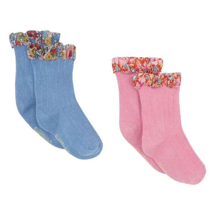 Bonton Lot 2 Paires de Chaussettes Fleurs | Rose