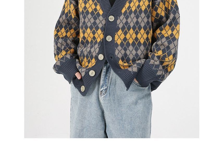 FAERIS - V-hals Argyle-vest met knoopjes