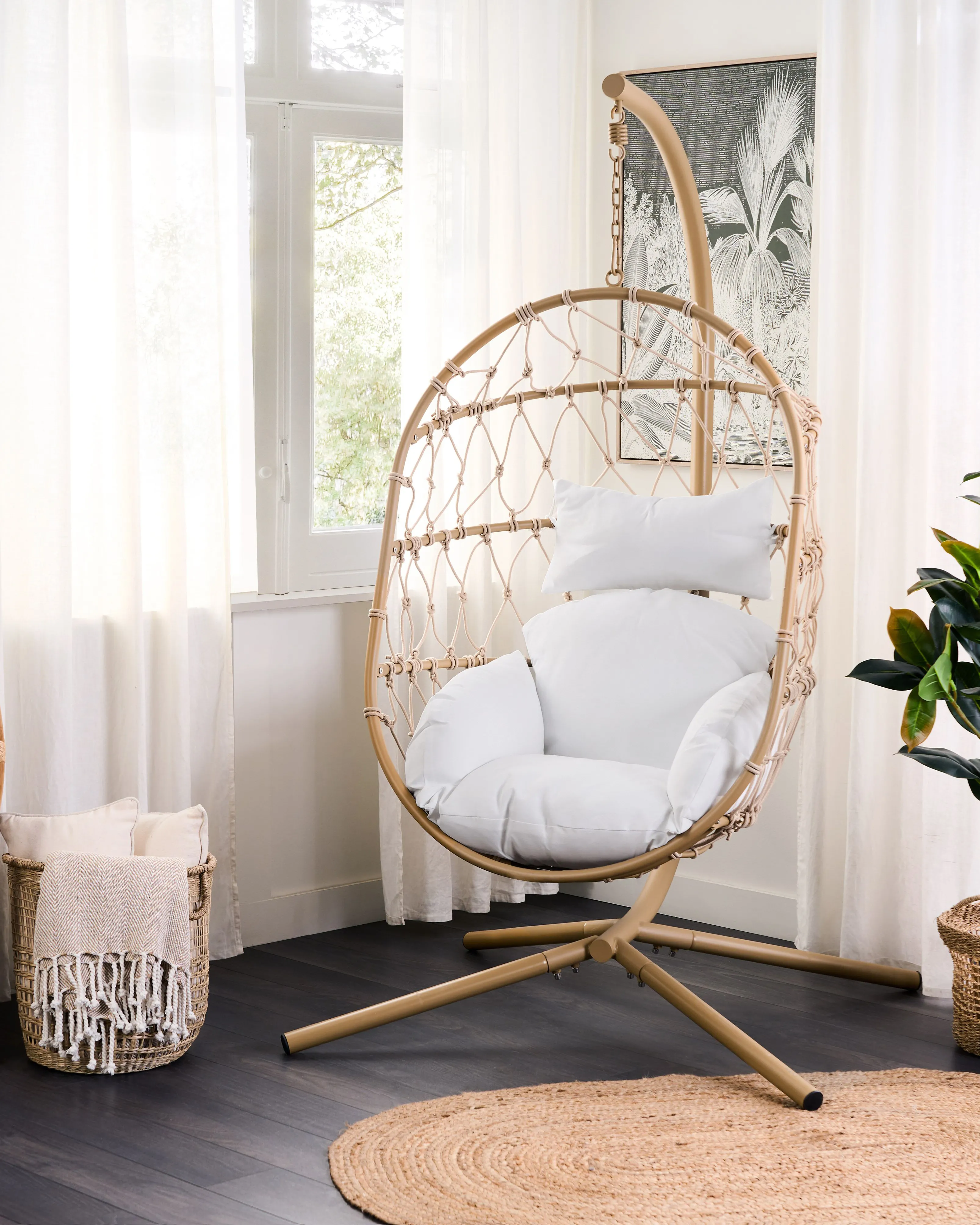 Hangstoel met standaard ADRIA Metaal Beige