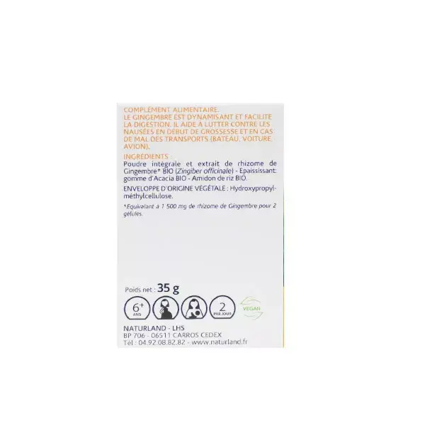 Naturland Gengibre Orgânico 75 cápsulas vegetais