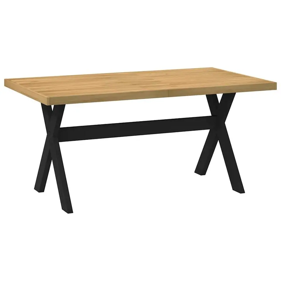 vidaXL Eettafel NOAIN met X-poten - Naturel - Massief grenenhout - 160x90 cm