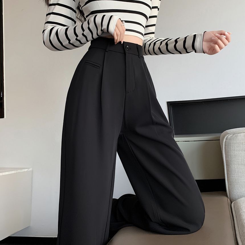 Jaqmine - High Rise Plain Wide Leg Slacks (verschillende ontwerpen)