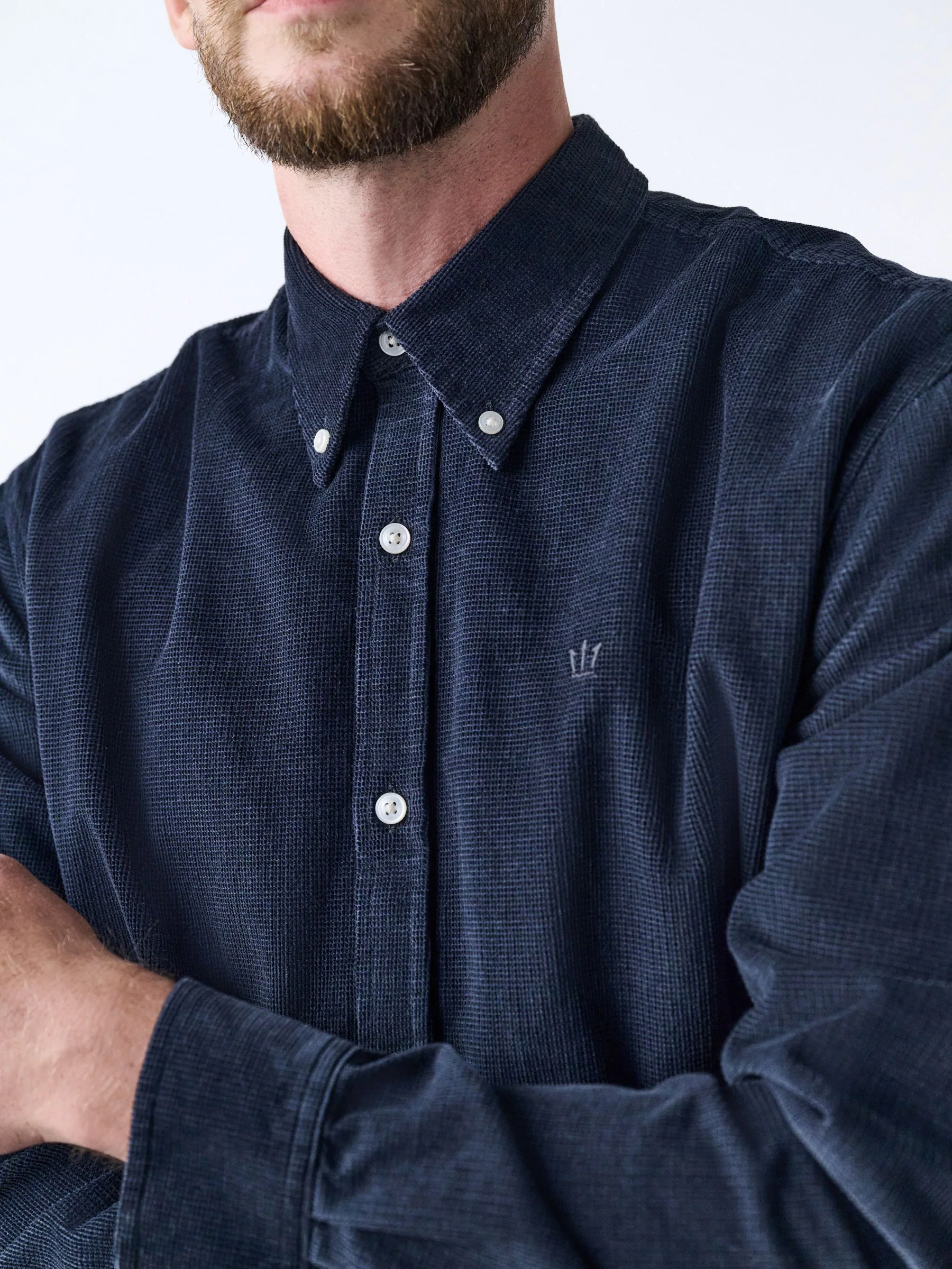 Antraciet - Corduroy overhemd met lange mouwen