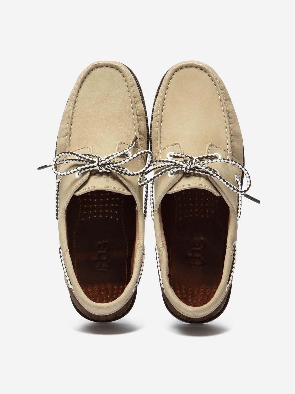 Chaussures Bateau Homme Cuir Beige