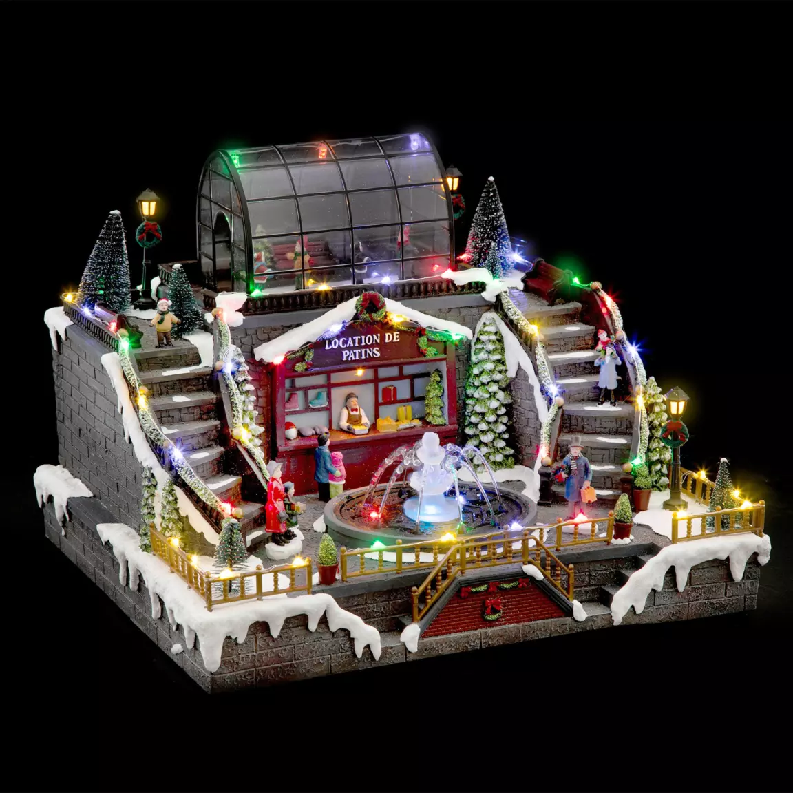Village de Noël lumineux Patinoire et Fontaine