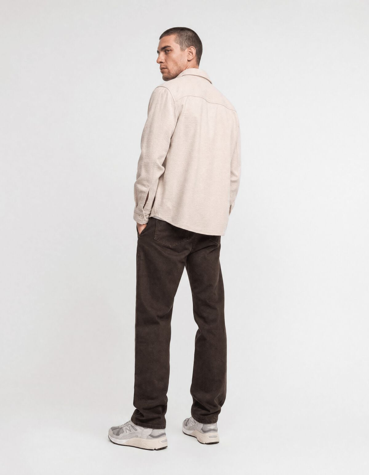 Block Jacquard Overshirt Zand