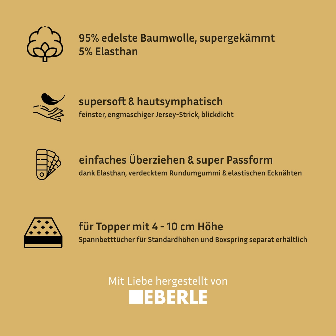 bellana Spannbettlaken »Jersey-Elasthan deluxe in Gr. 90x200, 140x200 oder 180x200, für Topper« aus Baumwolle, für Matratzen bis 10 cm Höhe, Bettlaken, Spannbetttuch