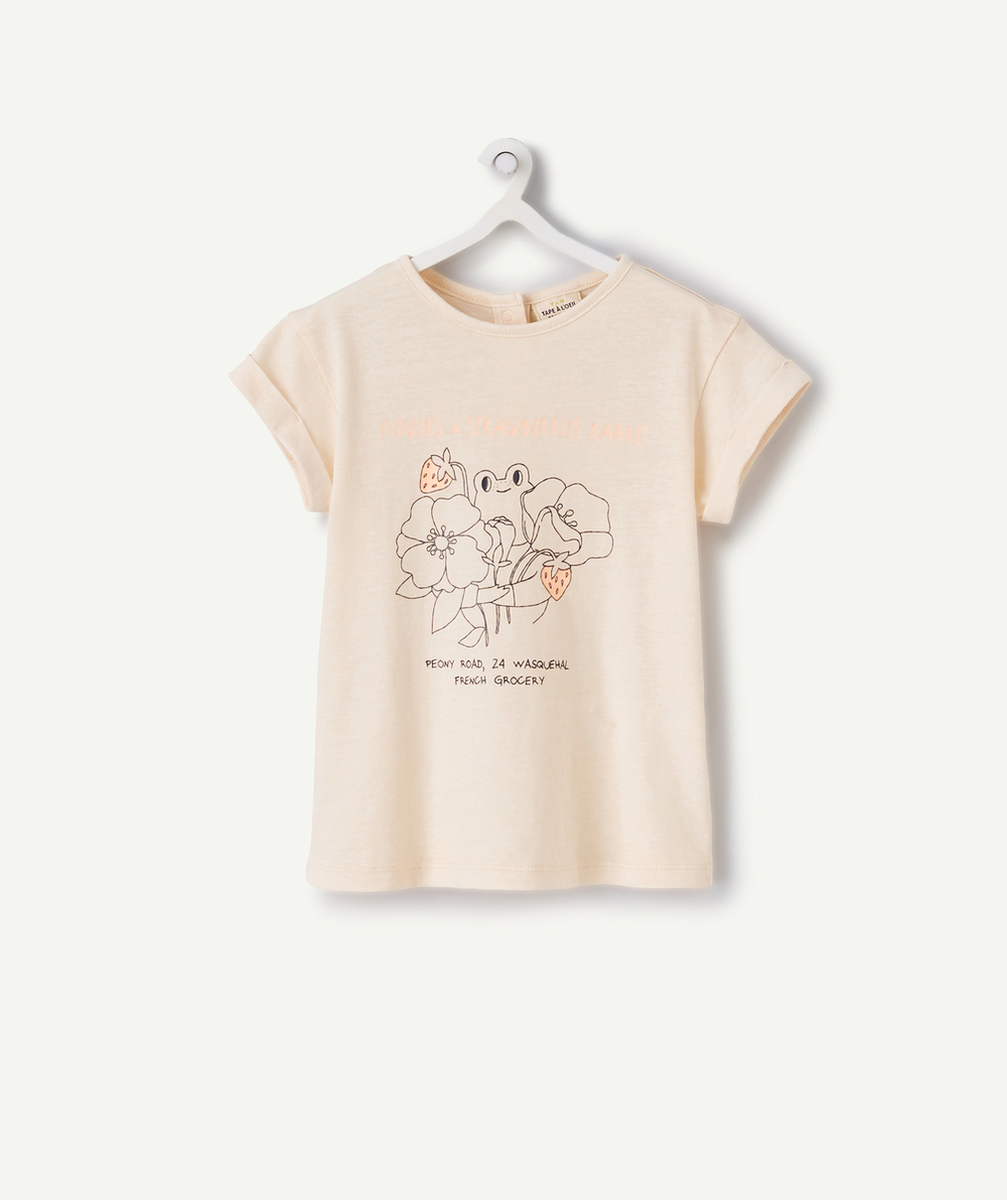 T-SHIRT BÉBÉ FILLE EN TEINTURE VÉGÉTALE ORANGE AVEC ANIMATION