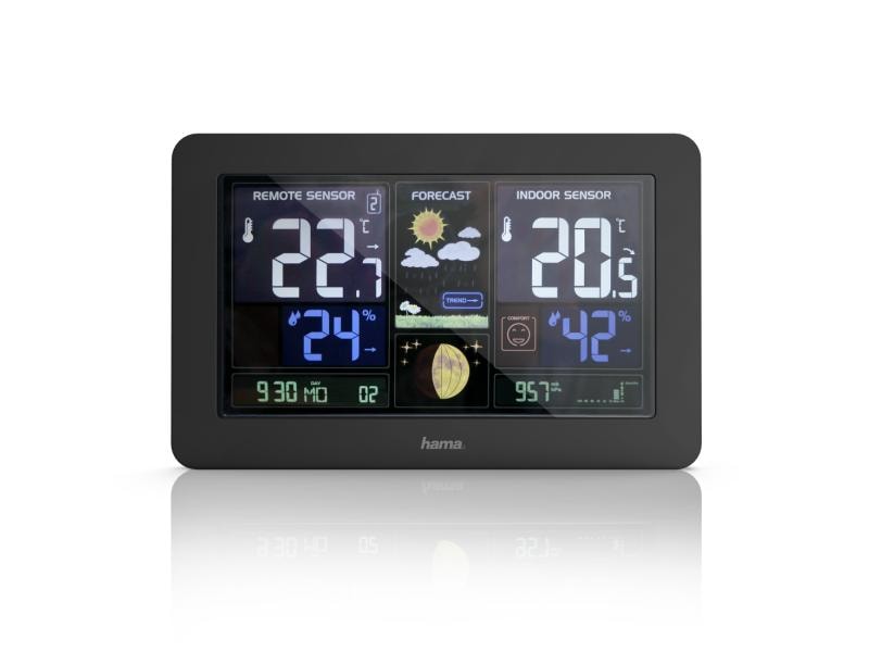 Hama Wetterstation Premium mit LED-Farbdisplay Schwarz Wetterstation mit farbigem Display