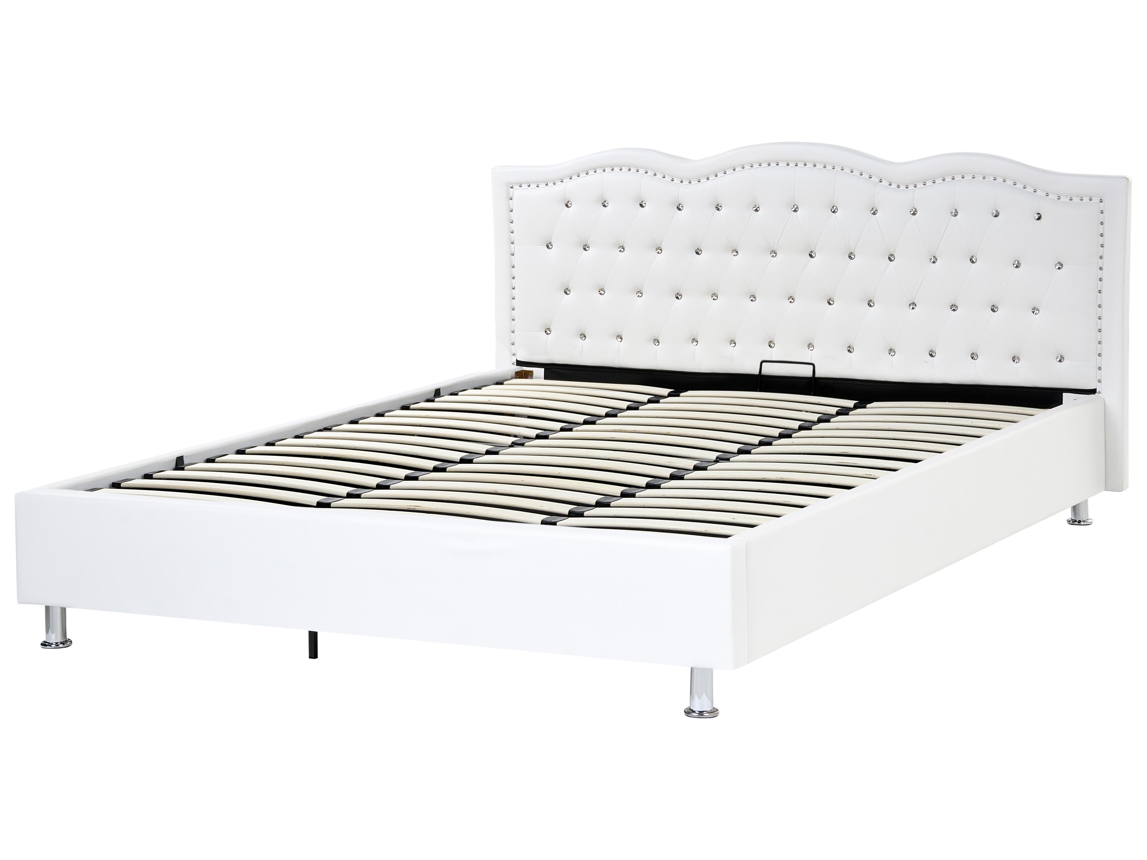 Bed met opbergruimte Kunstleer METZ 180 x 200 cm Wit