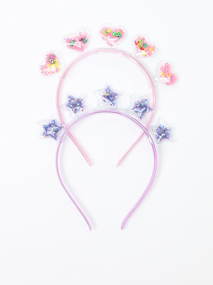 Conjunto de 2 tiaras acolchoadas com glitter - Cores variadas