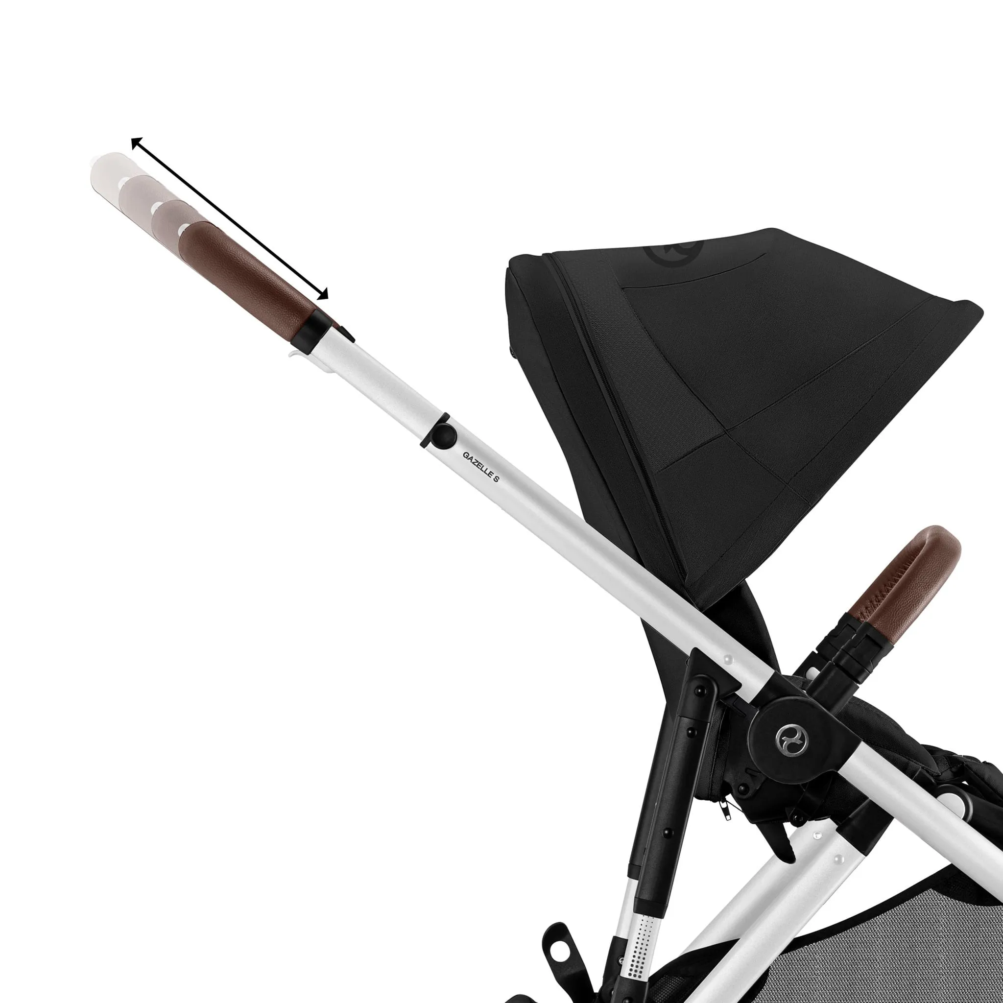 Cybex Poussette Gazelle S 2 – Châssis couleur argent avec siège Noir Moon