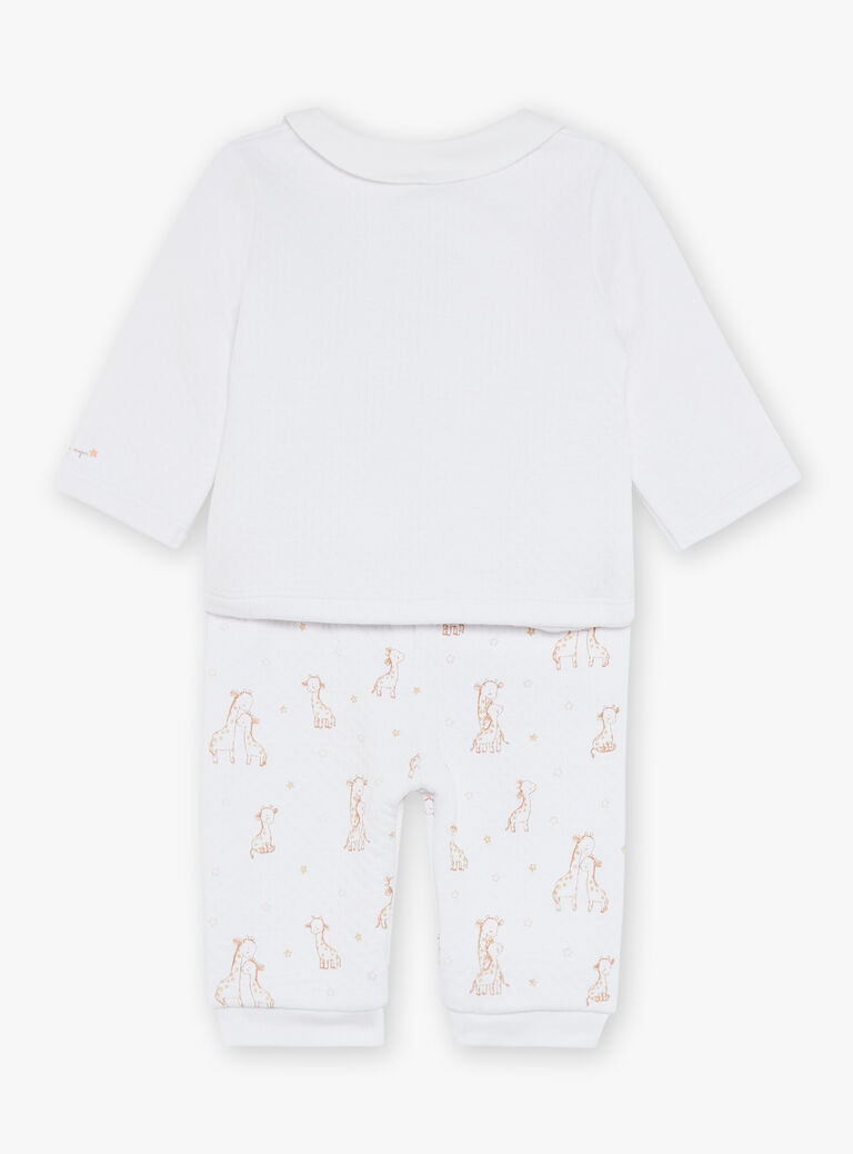 Ensemble haut et pantalon en tubique écrue