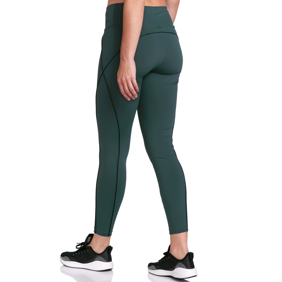 Gina Sports Damen Sport-Leggings mit Kontrastpiping dunkelgrün