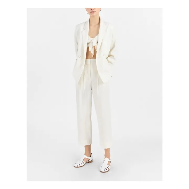 Masscob Veste Avalon Rayures Coton et Soie | Ecru